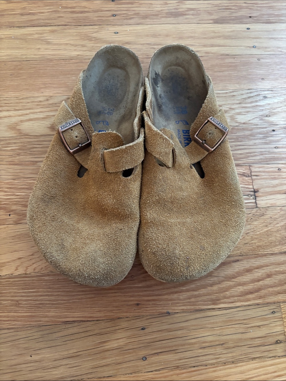 Birkenstock Suede Clog Mules in Tan